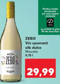 Zebo Vin spumant alb dulce Moscato 0.75 l