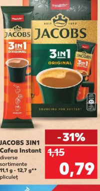 JACOBS 3IN1 Cafea Instant diverse sortimente 11,1 g - 12,7 g pliculeț