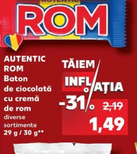 AUTENTIC ROM Baton de ciocolată cu cremă de rom diverse sortimente 29 g / 30 g
