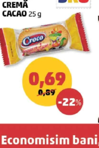 Croco Biscuiți Cremă Cacao 25g