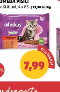 Whiskas Hrană umedă pisici vită & pui 4 x 85 g