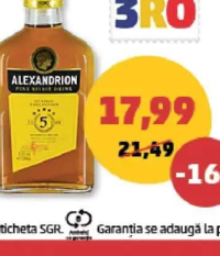 Alexandrion 5* Băutură Spirtoasă 37,5% alcool, 200 ml