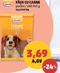 Bodie Fâșii cu carne pasăre / vită 280 g