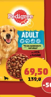 Pedigree Hrană Uscată Adult vită & pasăre 7 kg