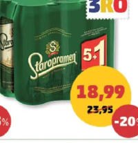 Staropramen Bere Blondă 5% alcool, 5+1, 6x500 ml