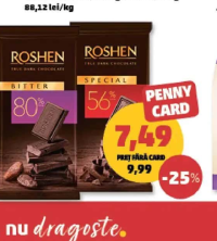 Roshen Ciocolată amăruie 56% / neagră 80% 85g