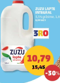 Zuzu Lapte Integral 3,5% grăsime, 1,8l
