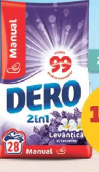 Dero 2în1 Lavandă detergent rufe manual 1.4 kg 28 spălări