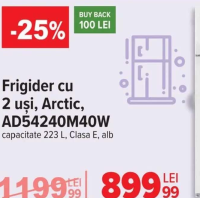 Arctic Frigider cu 2 uși, AD54240M40W capacitate 223 L, Clasa E, alb