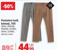 TEX Pantaloni twill bărbați 38/54 40/54 diverse culori