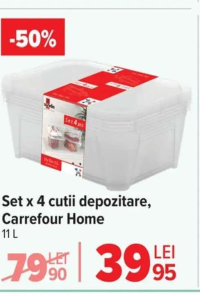 Carrefour Home Set x 4 cutii depozitare 11 L