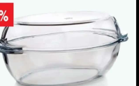 Borcam Pasabahce Vas oval din sticlă termorezistentă cu capac 2.25 L