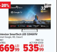 Televizor SmartTech LED 32HG01V Smart Google, HD, Clasa E, 32" 81 cm