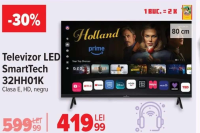 SmartTech Televizor LED 32HH01K Clasa E, HD, negru, 80 cm