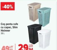 Heinner Coș pentru rufe cu capac, Slim 38 L