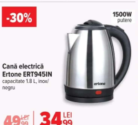 Ertone Cană electrică ERT945IN, capacitate 1.8 L, inox/negru