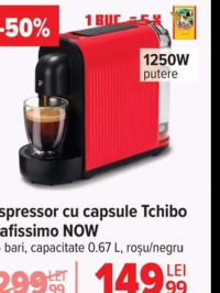 Tchibo Espressor cu capsule Cafissimo NOW 15 bari, capacitate 0.67 L, roşu/negru