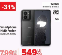 HMD Smartphone Fusion Dual Sim, Negru, 128GB memorie internă, 6GB RAM, 5G