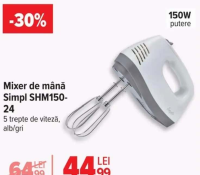Simpl Mixer de mână SHM150-24, 5 trepte de viteză, alb/gri