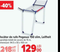 Leifheit Uscător de rufe Pegasus 150 slim, suprafața totală de uscare de 15 m, dimensiuni: 94.5 x 55