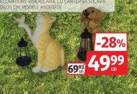GARDEN STAR DECORAȚIUNE PISICĂ/CÂINE CU LANTERNĂ SOLARĂ H26/29 CM, MODELE ASORTATE