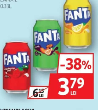 FANTA BĂUTURĂ CARBOGAZOASĂ CU AROMĂ DE CĂPȘUNI ȘI KIWI / LĂMÂIE 0.33L