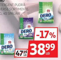 Dero Detergent Pudră Diverse Sortimente 3kg, 40 spălări