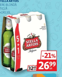 STELLA ARTOIS BERE BLONDĂ STICLĂ 5+1X0.33L