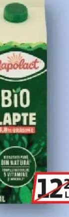 NAPOLACT LAPTE DE CONSUM INTEGRAL BIO 3.8% GRĂSIME 1L