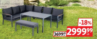 GARDEN STAR SET COLȚAR DE GRĂDINĂ DIN ALUMINIU CU PERNE ȘI MASĂ CU BLAT ALUMINIU, 4 PIESE