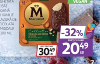 MAGNUM ÎNGHEȚATĂ PE BĂȚ VEGANĂ CU VANILIE GLAZURĂ DE CIOCOLATĂ ȘI MIGDALE 3X100 ML