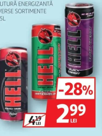 HELL ENERGY BĂUTURĂ ENERGIZANTĂ DIVERSE SORTIMENTE 0.25L