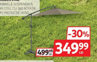 GARDEN STAR UMBRELĂ SUSPENDATĂ DIN OȚEL CU 360 ROTAȚIE 3M, PROTECȚIE UV50
