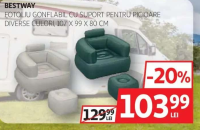 BESTWAY FOTOLIU GONFLABIL CU SUPORT PENTRU PICIOARE DIVERSE CULORI, 107 X 99 X 80 CM