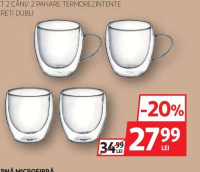 Ambition Set 2 căni / 2 pahare termorezistente pereți dubli