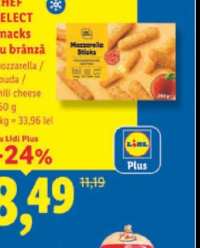 CHEF SELECT Snacks cu brânză mozzarella / gouda / chili cheese 250 g