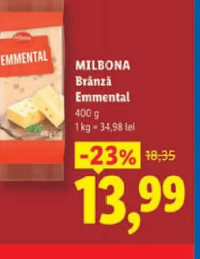 MILBONA Brânză Emmental 400 g
