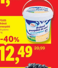 Pilos Brânză proaspătă de vaci pentru prăjituri 6% grăsime 1 kg