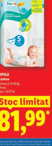 LUPILU Scutece mărimea 5: 11-16 kg 144 buc.