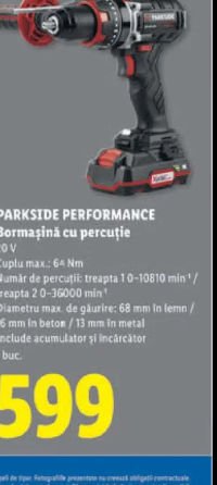 PARKSIDE PERFORMANCE Bormașină cu percuție 20 V
