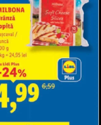 MILBONA Brânză topită cașcaval / șuncă 200 g
