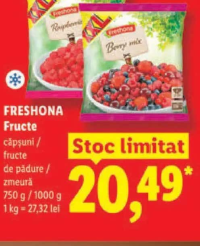 FRESHONA Fructe căpșuni / fructe de pădure / zmeură 750 g / 1000 g