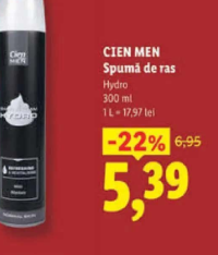 CIEN MEN Spumă de ras Hydro 300 ml