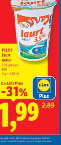 PILOS Iaurt natur 3,5% grăsime 400 g