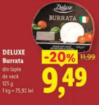 DELUXE Burrata din lapte de vacă 125 g