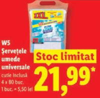 W5 Șervețele umede universale 4 x 80 buc.