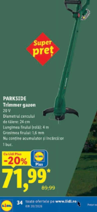 PARKSIDE Trimmer gazon 20 V