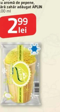 Înghețată vafă cu aromă de pepene, fără zahăr adăugat ALPIN 100 ml