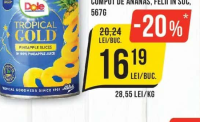 DOLE COMPOT DE ANANAS, FELII ÎN SUC, 567G