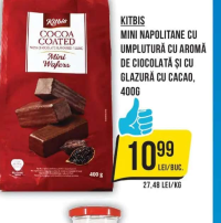 Kitbis Mini napolitane cu umplutură cu aromă de ciocolată și glazură cu cacao, 400g